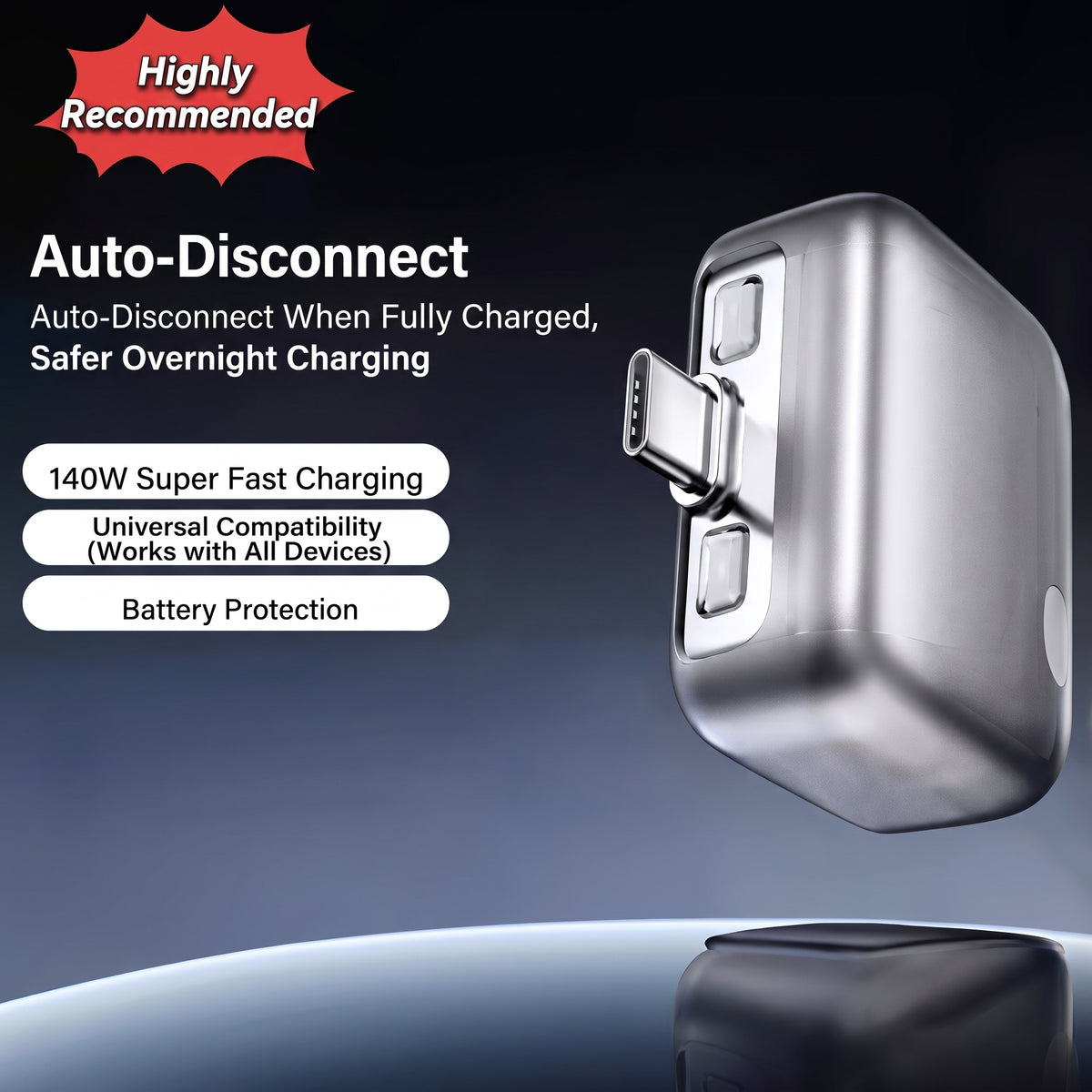Universal Auto-Disconnect Charger Adapter – Type-C Fast Charging Separator